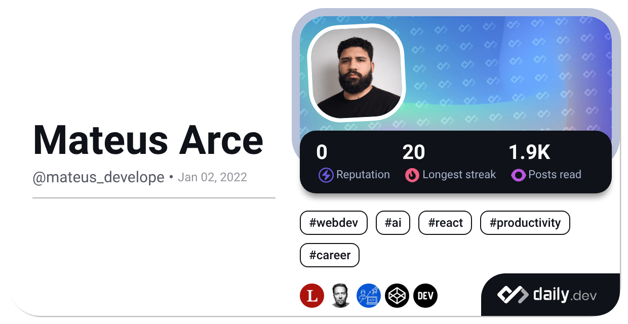 Mateus Arce (@mateus_develope) | daily.dev