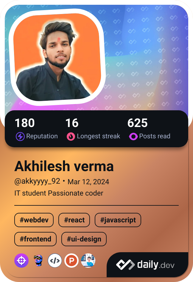 Akhilesh verma's Dev Card