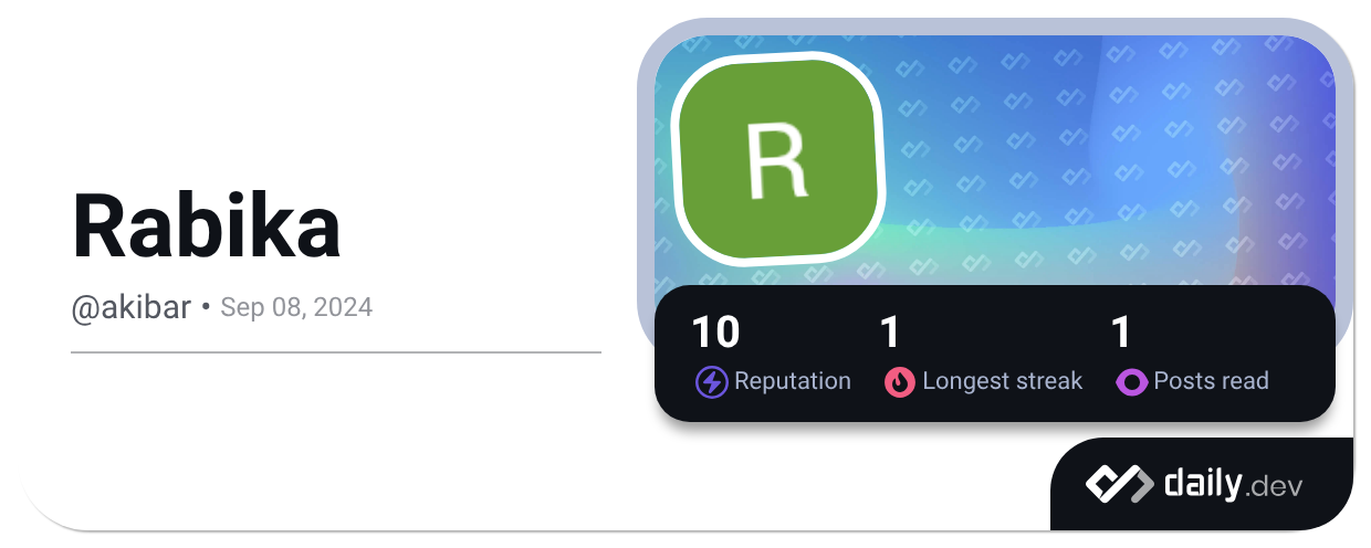 Rabika R Rabika (@akibar) | daily.dev