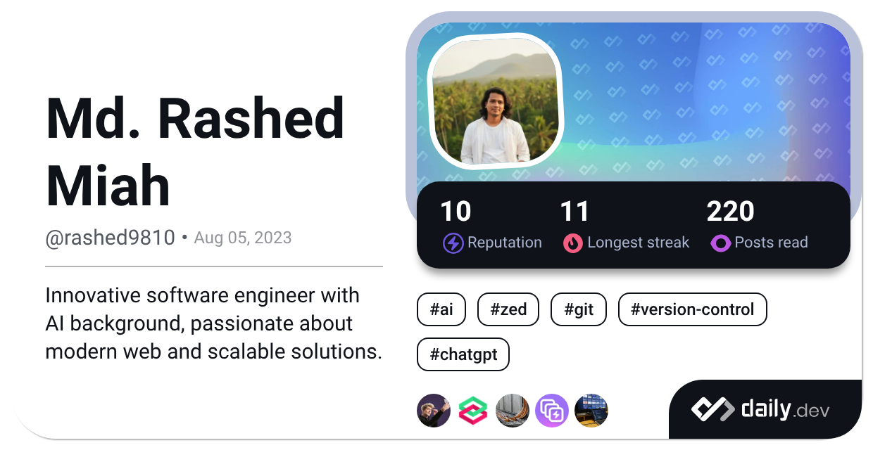 Api Rashed Md. Rashed Miah (@rashed9810) | daily.dev