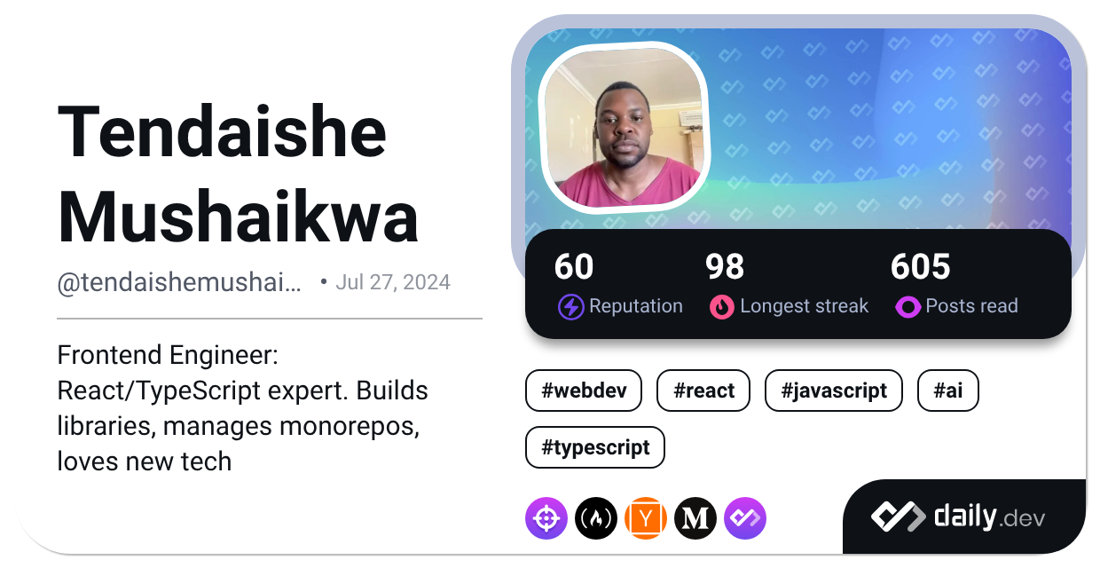Tendaishe Mushaikwa's Dev Card