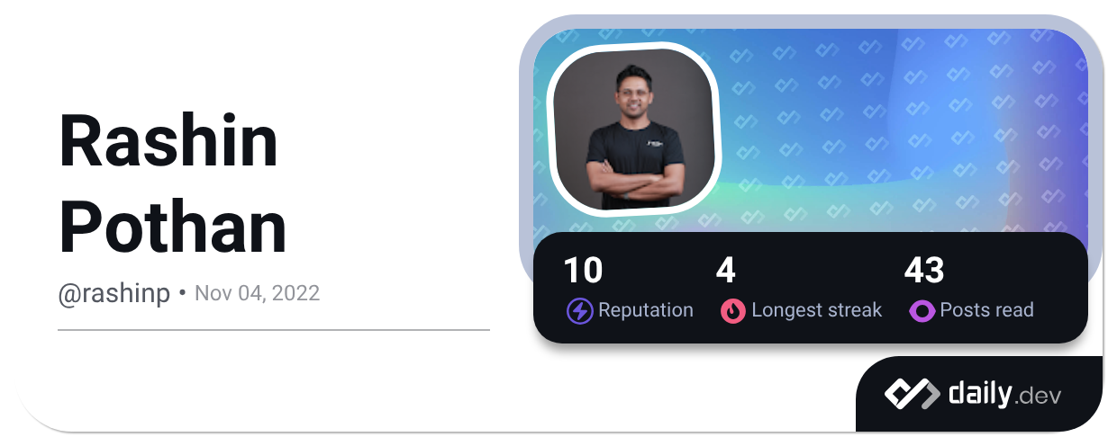 Rashin Pothan (@rashinp) | daily.dev