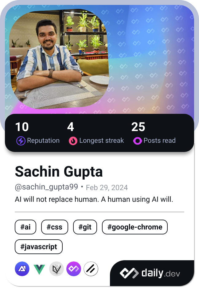 Sachin Gupta's Dev Card