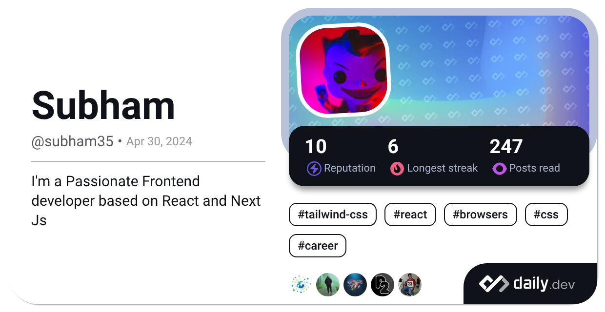 Subham (@subham35) | daily.dev