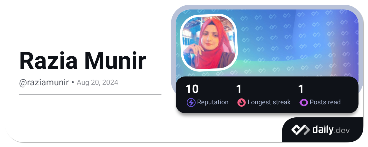 Razia Munir (@raziamunir) | daily.dev