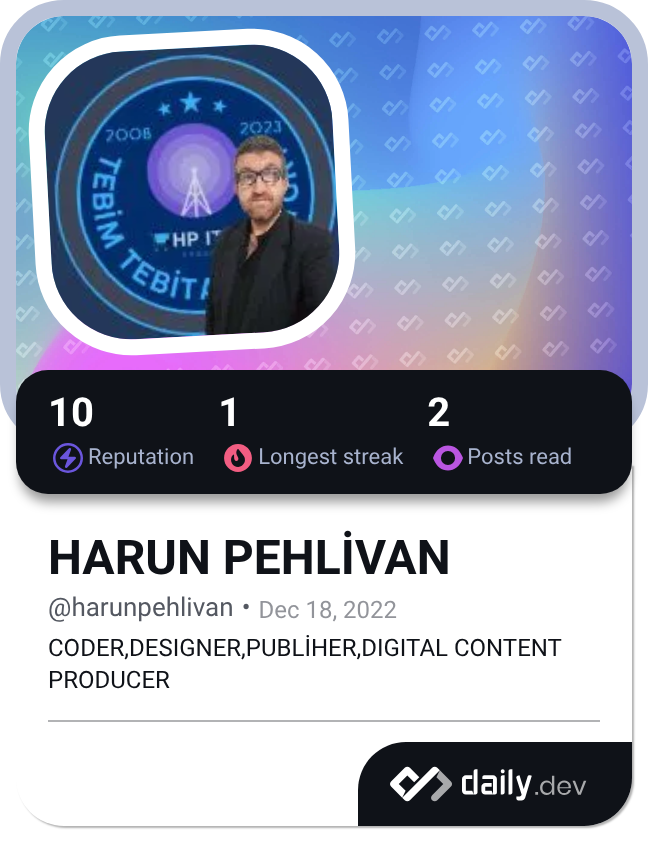 HARUN PEHLİVAN's Dev Card
