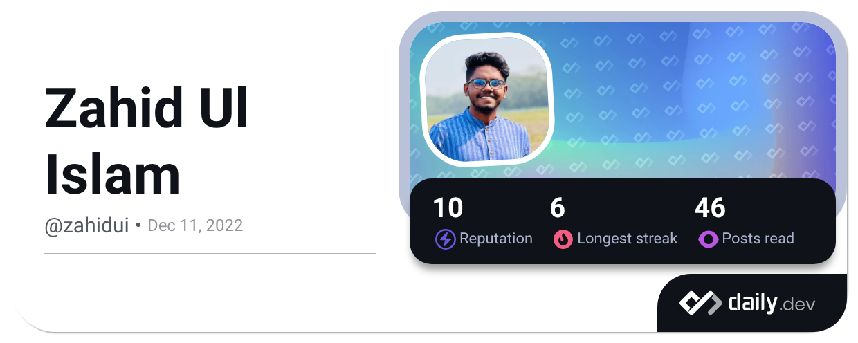 Zahid Ul Islam (@zahidui) | daily.dev