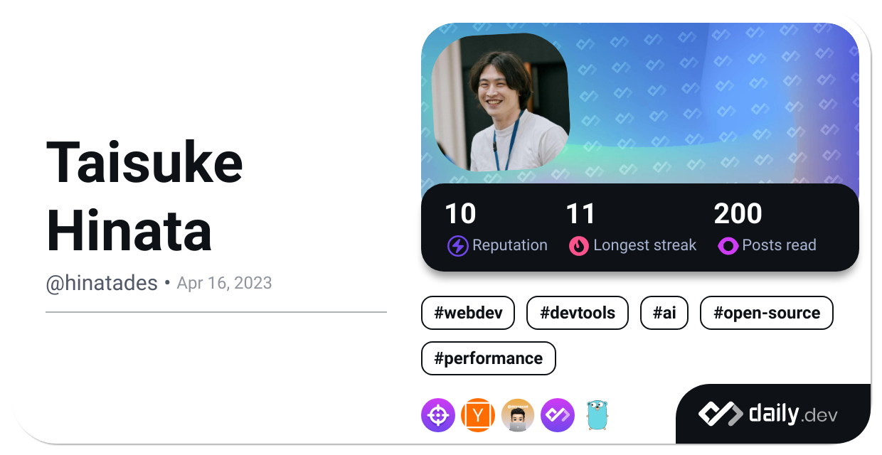 Taisuke Hinata's Dev Card