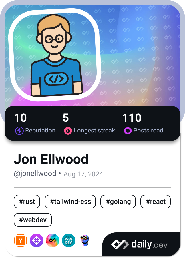 Jon Ellwood's Dev Card