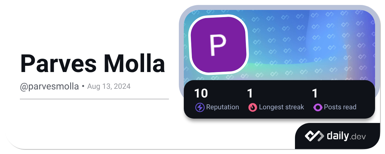 Parves Molla (@parvesmolla) | daily.dev
