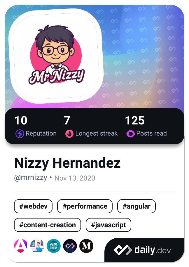 Nizzy Hernandez's Dev Card