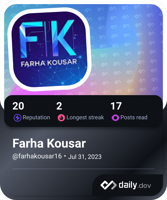Farha Kousar's Dev Card