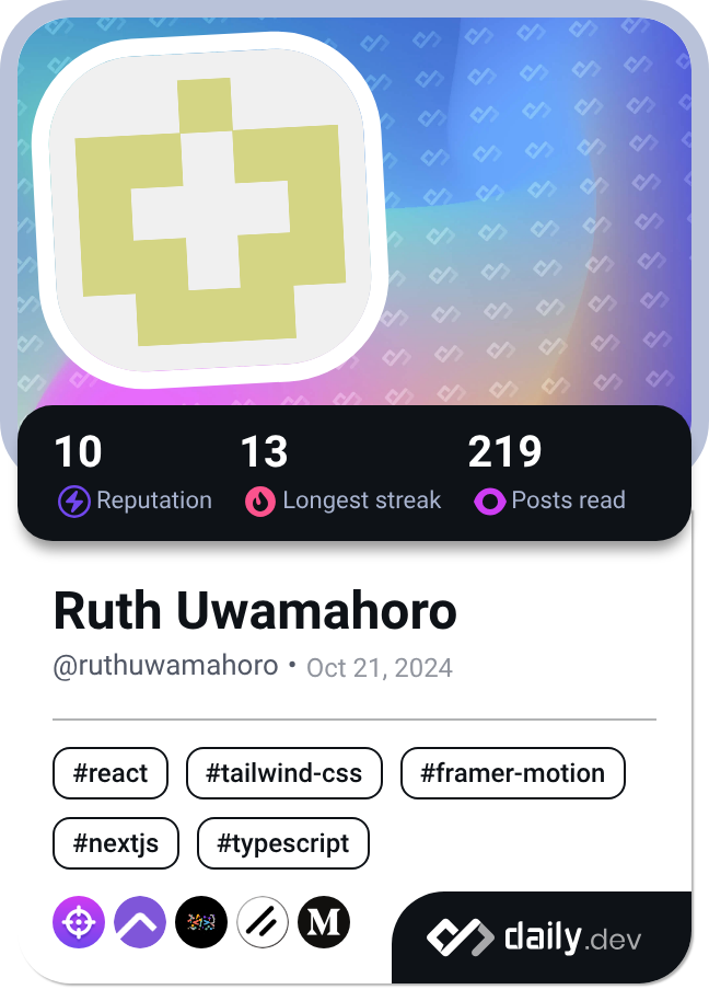 Ruth Uwamahoro's Dev Card