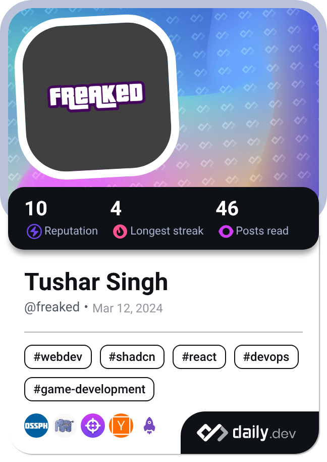 Tushar Nagar's Dev Card
