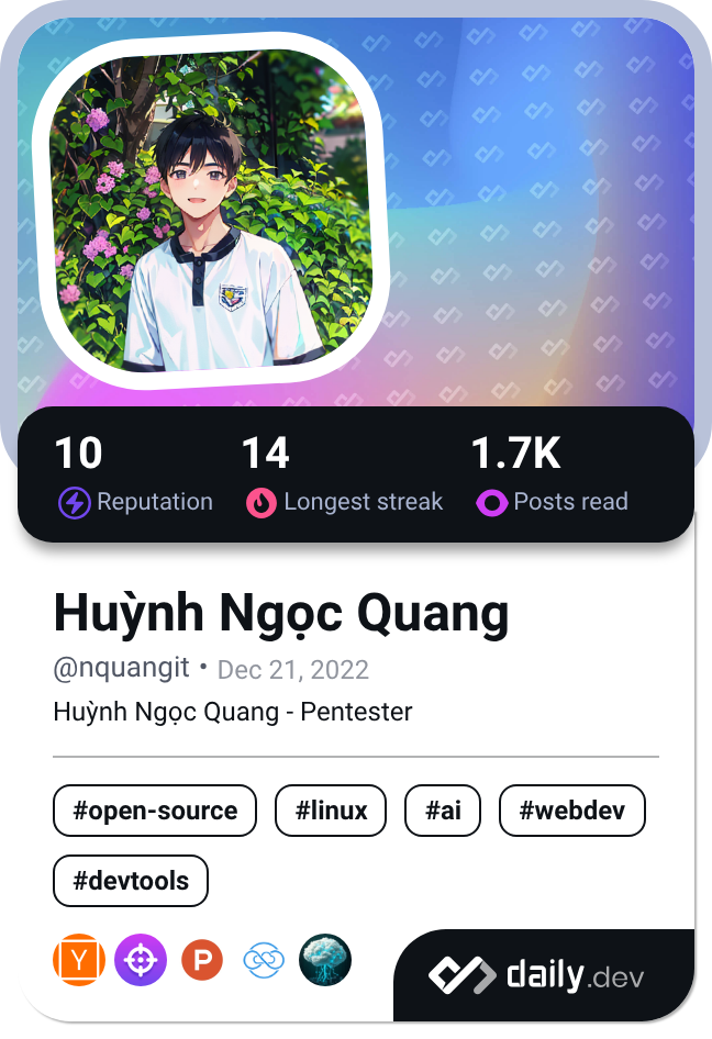 Huแปณnh Ngแปc Quang's Dev Card