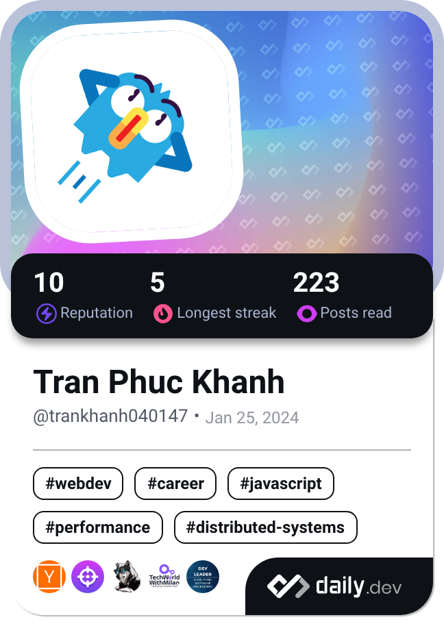 Tran Phuc Khanh's Dev Card