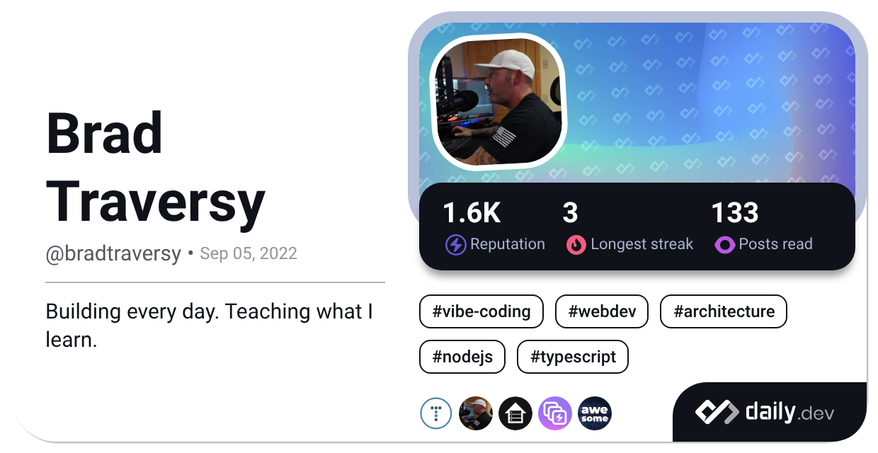 Recent posts by Brad Traversy (@bradtraversy) | daily.dev