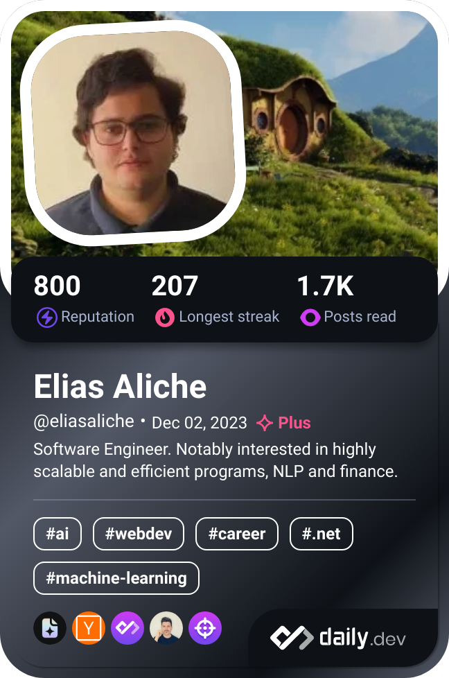 Elias Aliche's Dev Card