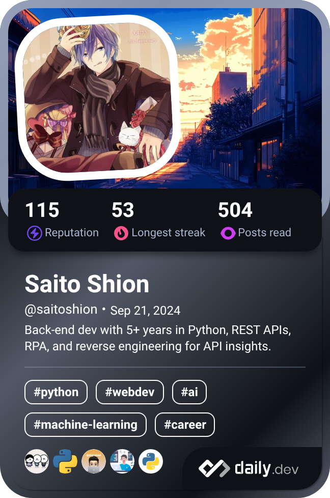 Saito Shion's Dev Card