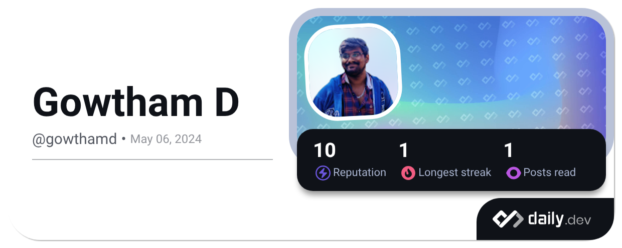Gowtham D (@gowthamd) | daily.dev