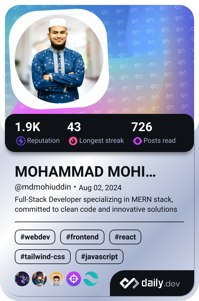 MD Mohi Uddin's Dev Card