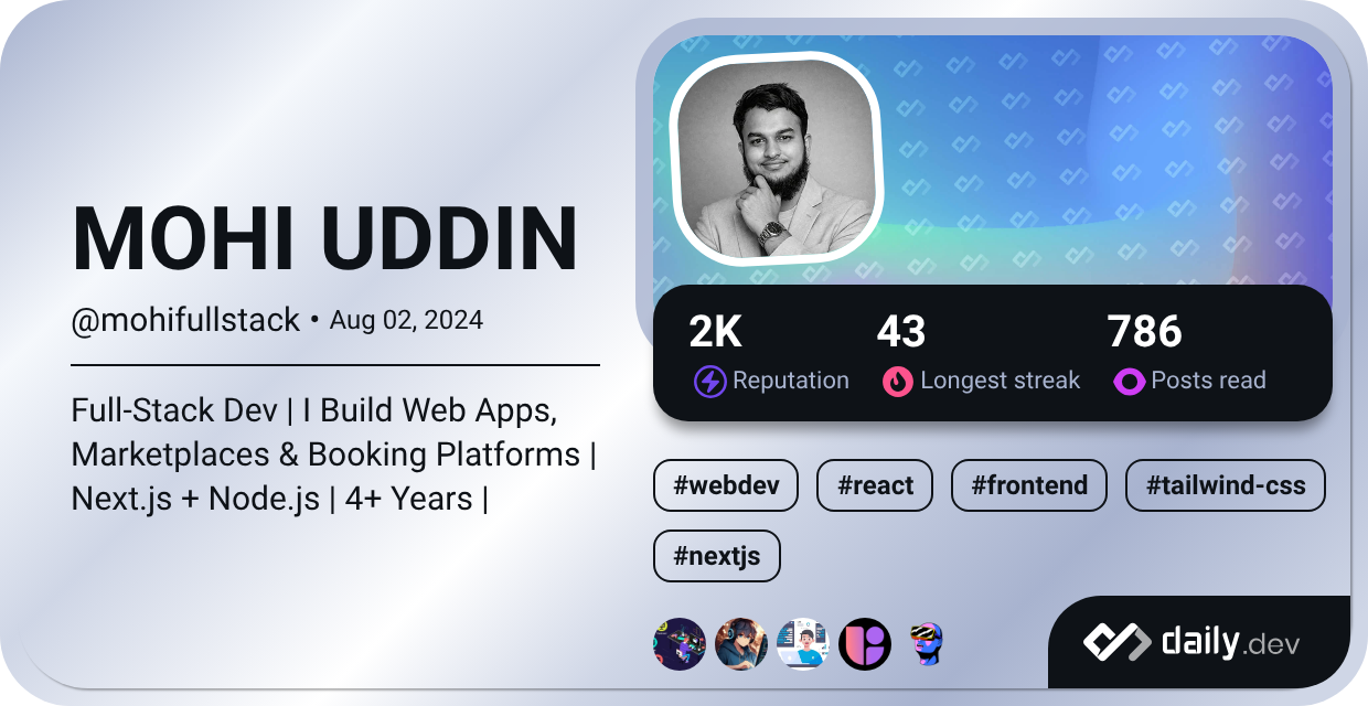 MOHI UDDIN's Dev Card