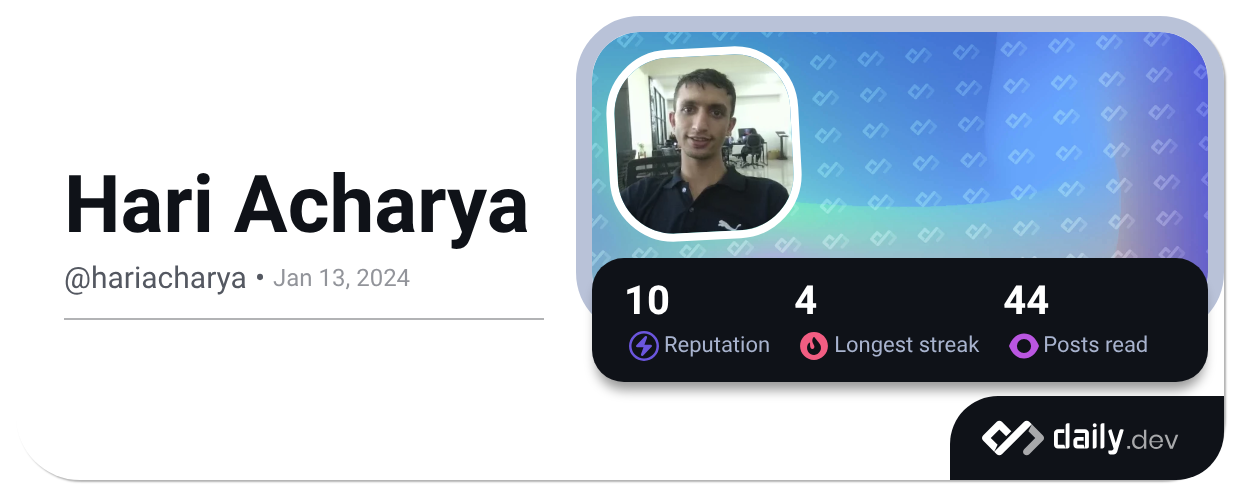 Hari Acharya (@hariacharya) | daily.dev