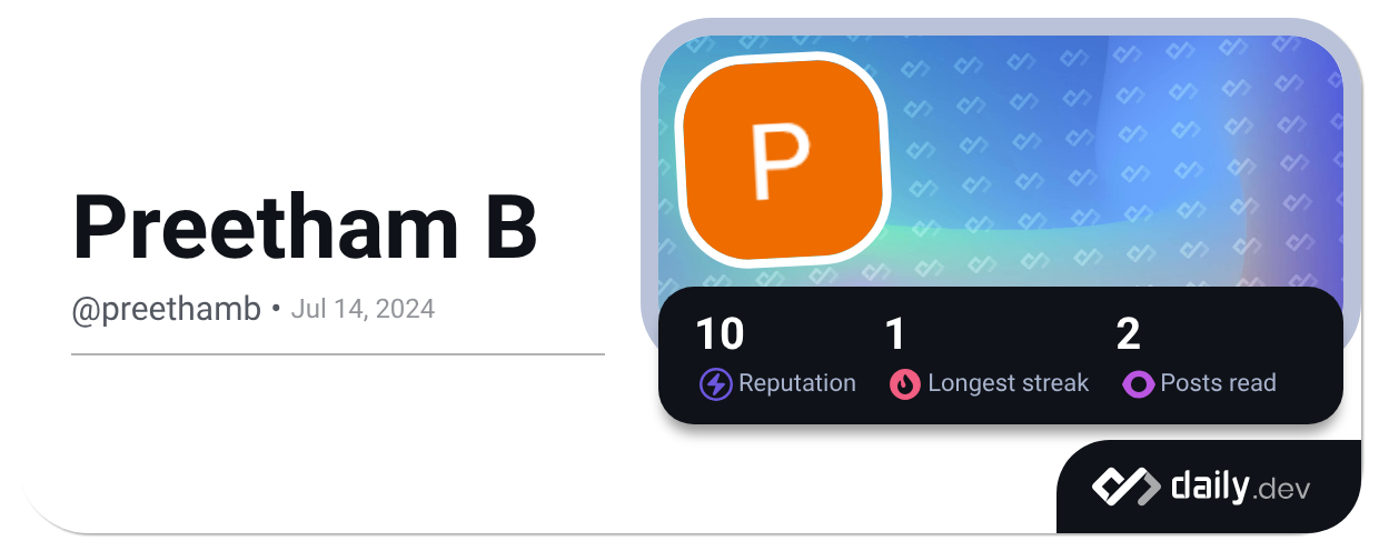 Preetham B (@preethamb) | daily.dev