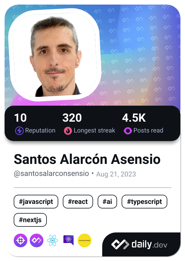 Santos Alarcón Asensio's Dev Card