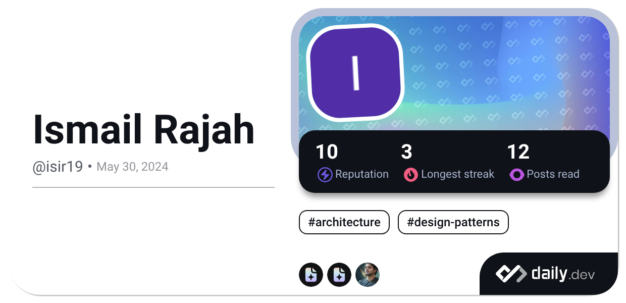 Ismail Rajah (@isir19) | daily.dev