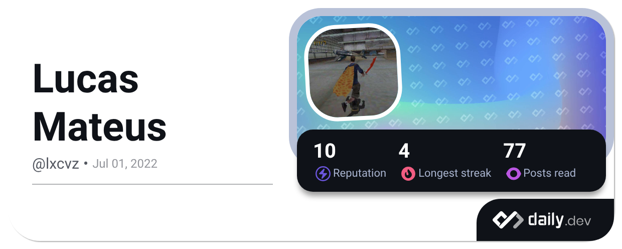 Lucas Mateus (@lxcvz) | daily.dev