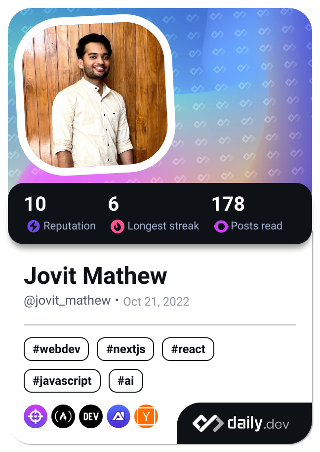 Jovit Mathew's Dev Card