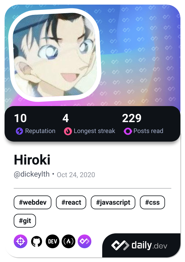 Hiroki's Dev Card