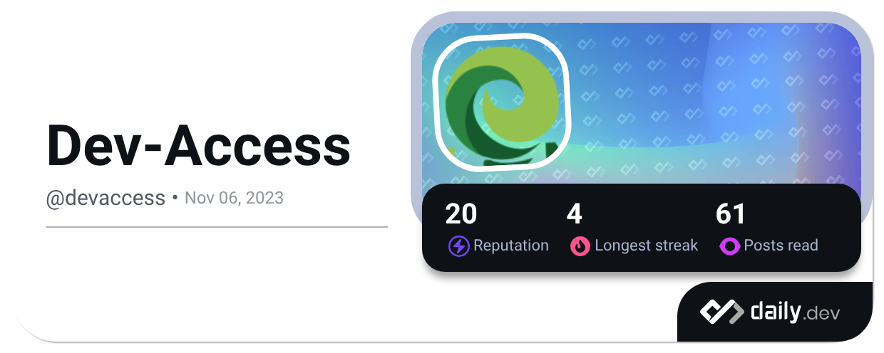 Recent posts by Dev-Access (@devaccess) | daily.dev