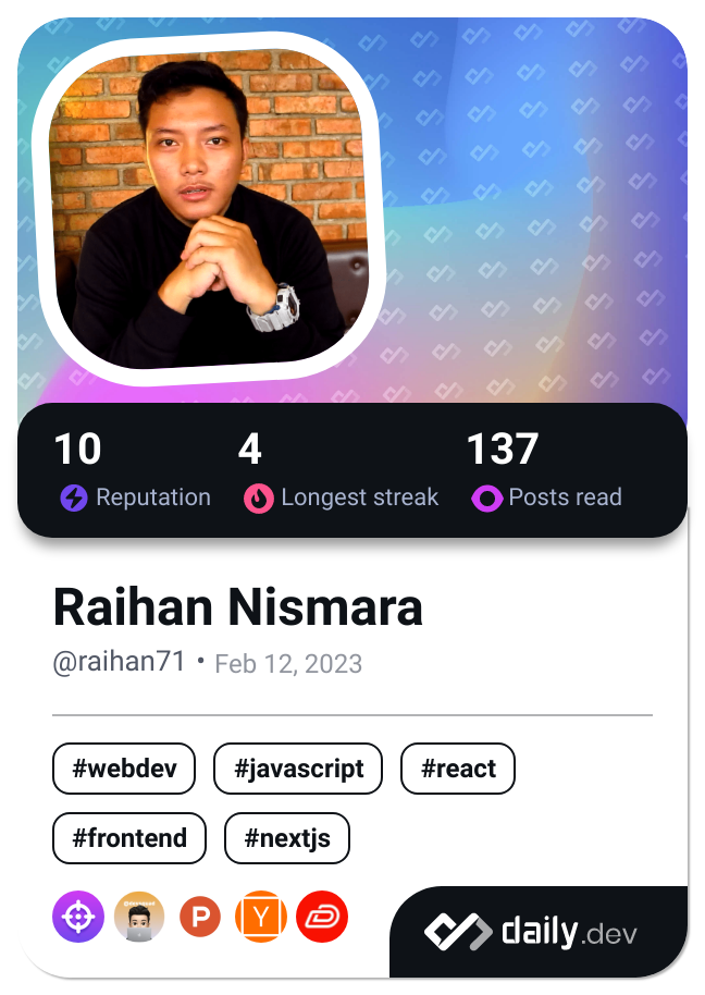 Raihan Nismara's Dev Card