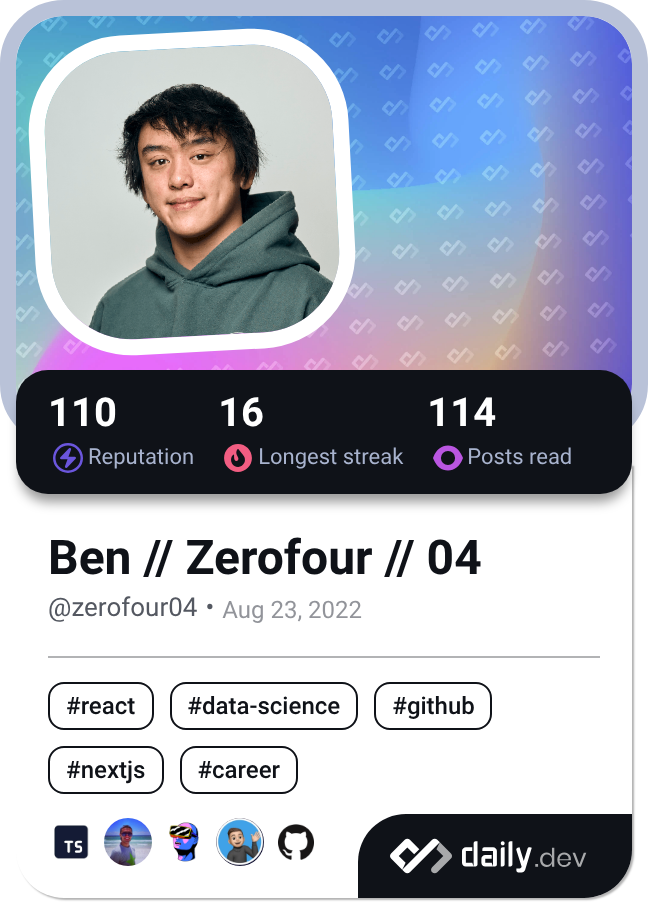 Ben // Zerofour // 04's Dev Card