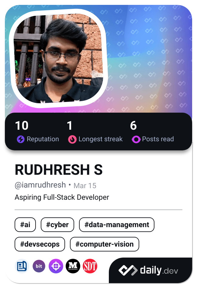 RUDHRESH S's Dev Card