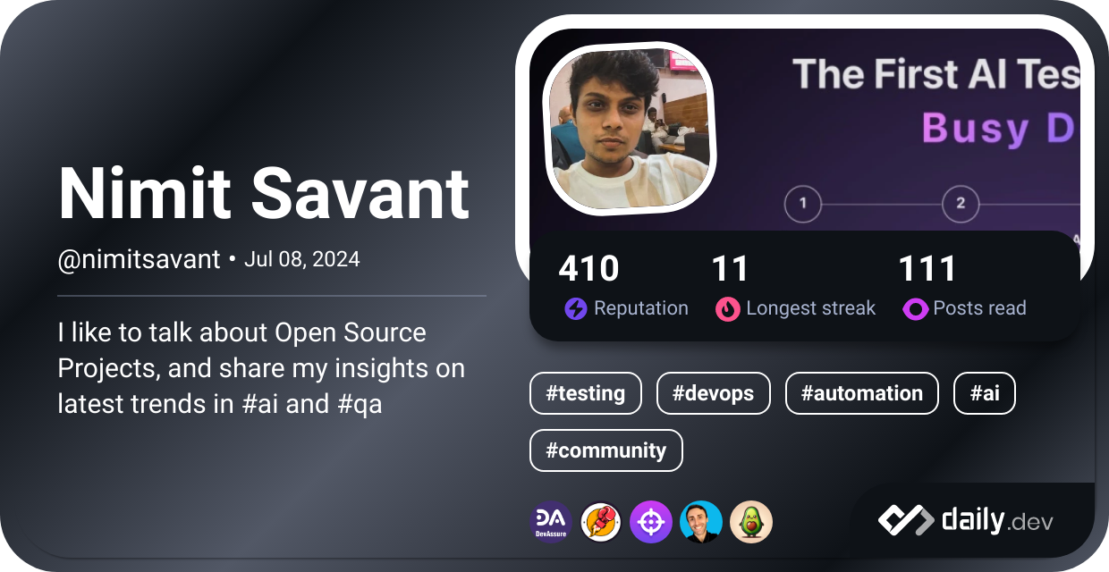 Nimit Savant's Dev Card