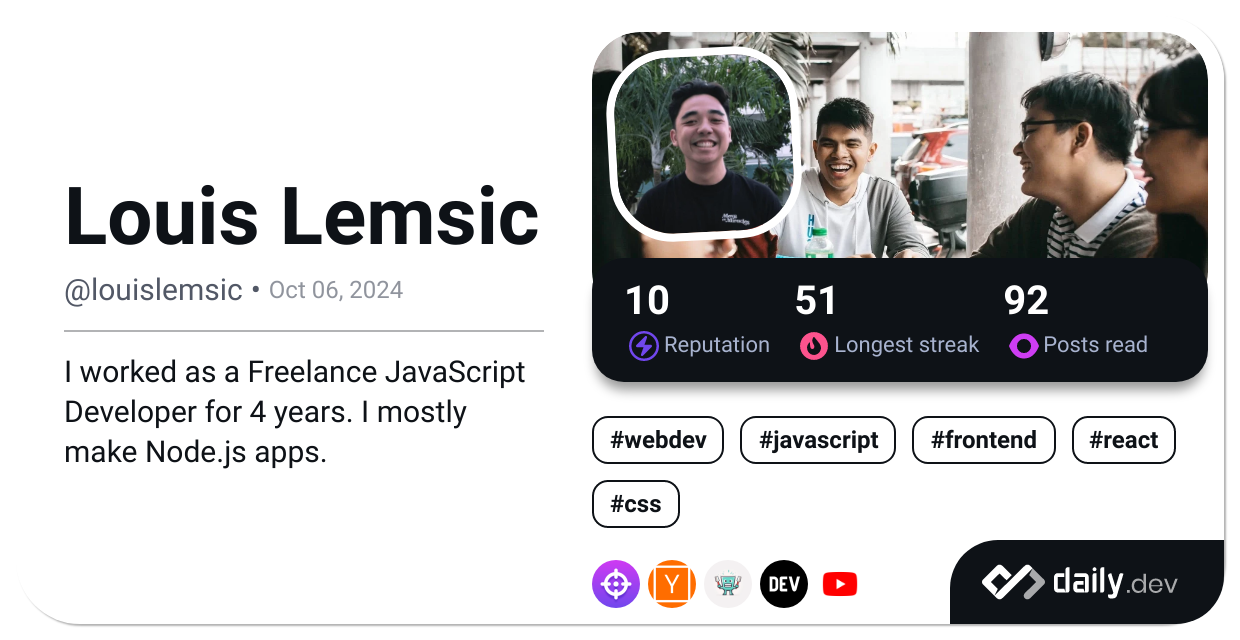 Louis Lemsic's Dev Card