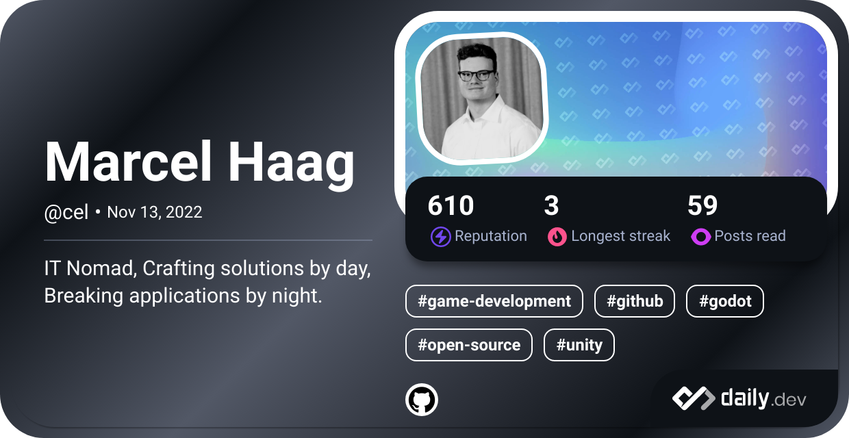 Marcel Haag's Dev Card