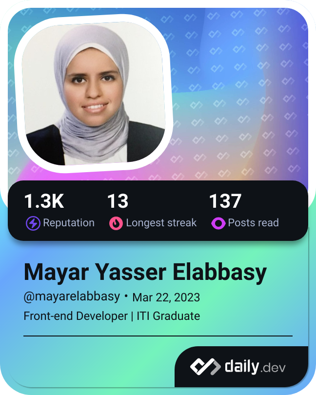 Mayar Yasser Elabbasy's Dev Card