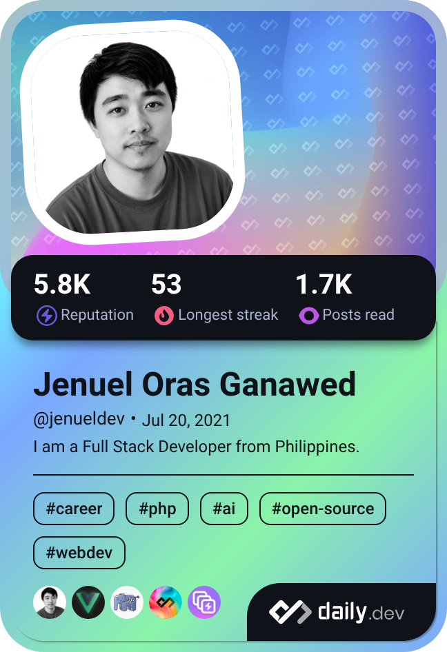 Jenuel Oras Ganawed's Dev Card