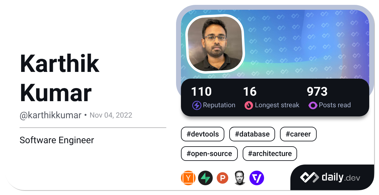 Karthik Kumar (@karthikkumar) | daily.dev