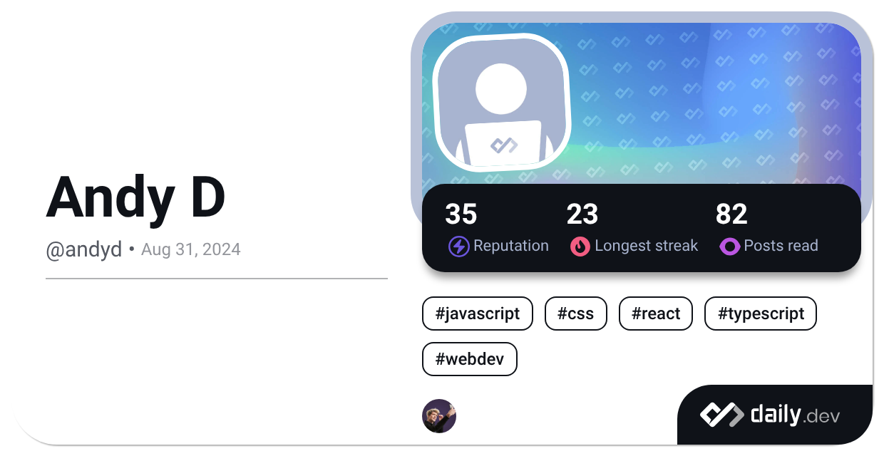Recent posts by Andy D (@andyd) | daily.dev