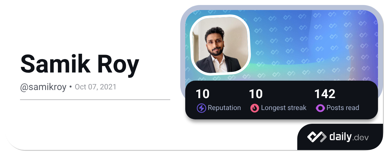 Samik Roy (@samikroy) | daily.dev