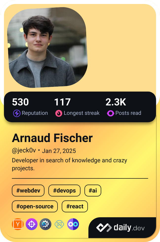 Arnaud Fischer's Dev Card