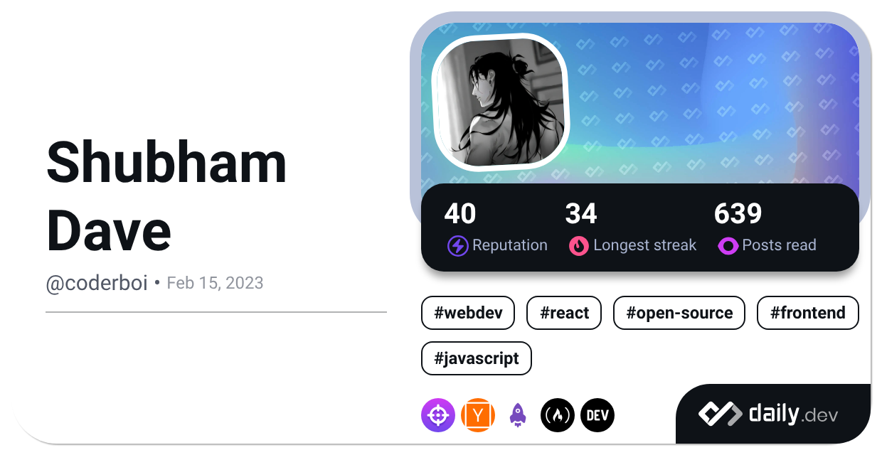 Shubham Dave's Dev Card