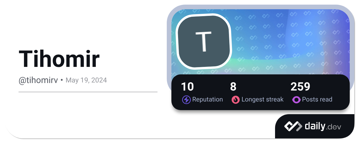 Tihomir (@tihomirv) | daily.dev