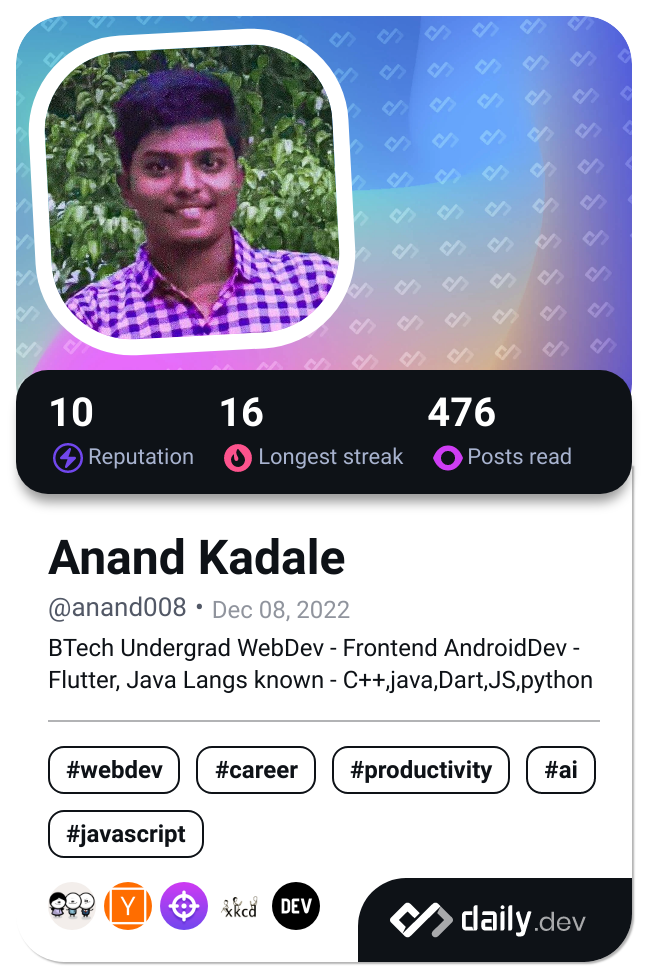 Anand Kadale's Dev Card