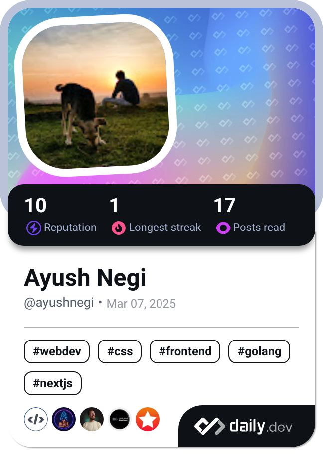 Ayush Negi's Dev Card